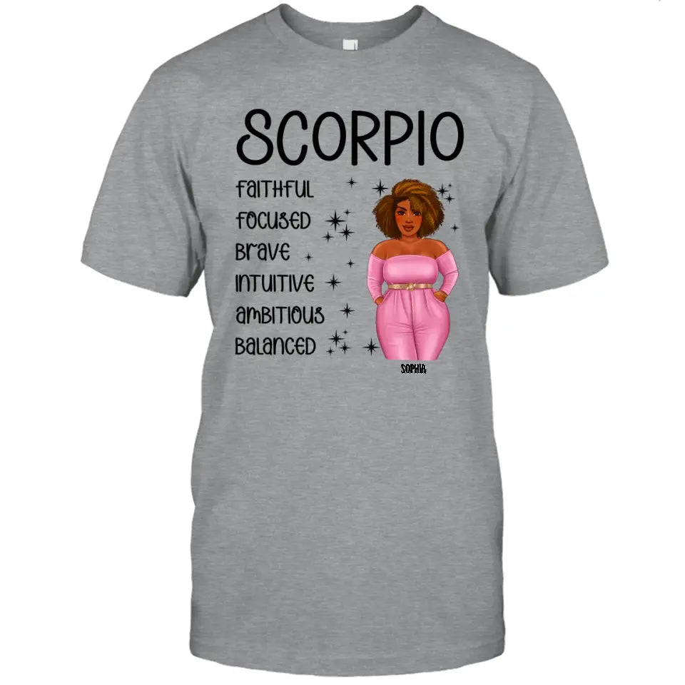 Personalized 12 Zodiac Signs - Colorful Girl - Custom T-Shirt and Hoodie - Gift For Birthday