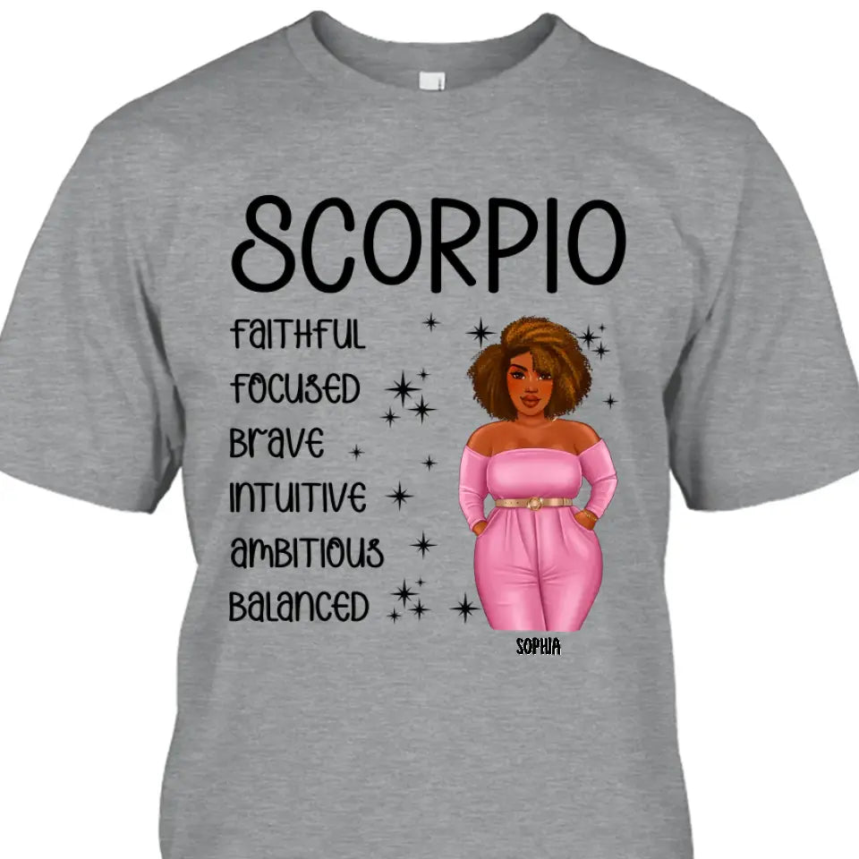 Personalized 12 Zodiac Signs - Colorful Girl - Custom T-Shirt and Hoodie - Gift For Birthday