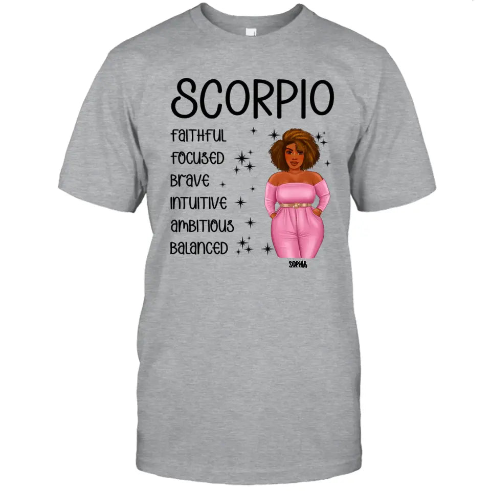 Personalized 12 Zodiac Signs - Colorful Girl - Custom T-Shirt and Hoodie - Gift For Birthday