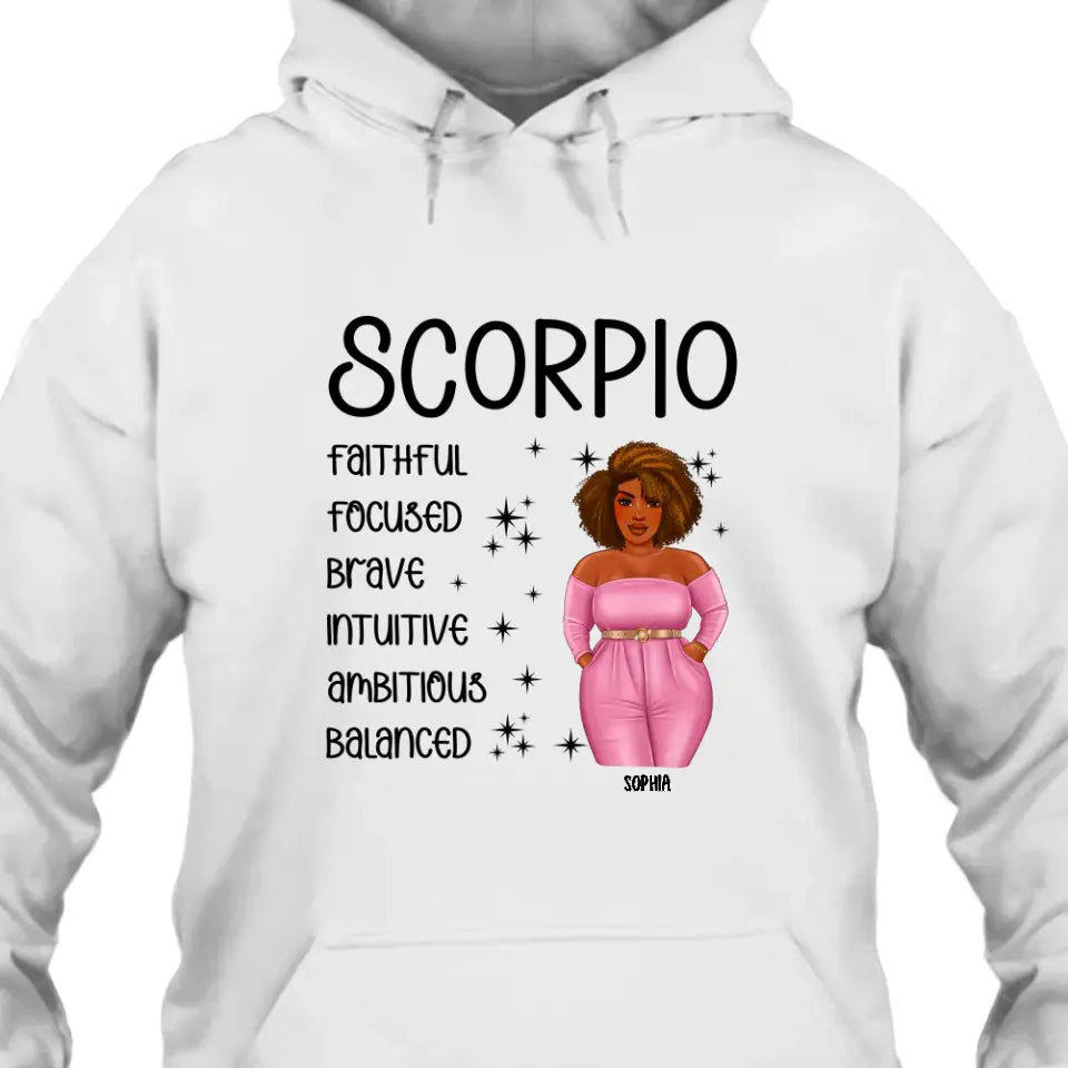 Personalized 12 Zodiac Signs - Colorful Girl - Custom T-Shirt and Hoodie - Gift For Birthday