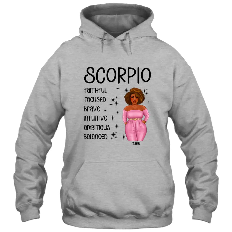 Personalized 12 Zodiac Signs - Colorful Girl - Custom T-Shirt and Hoodie - Gift For Birthday