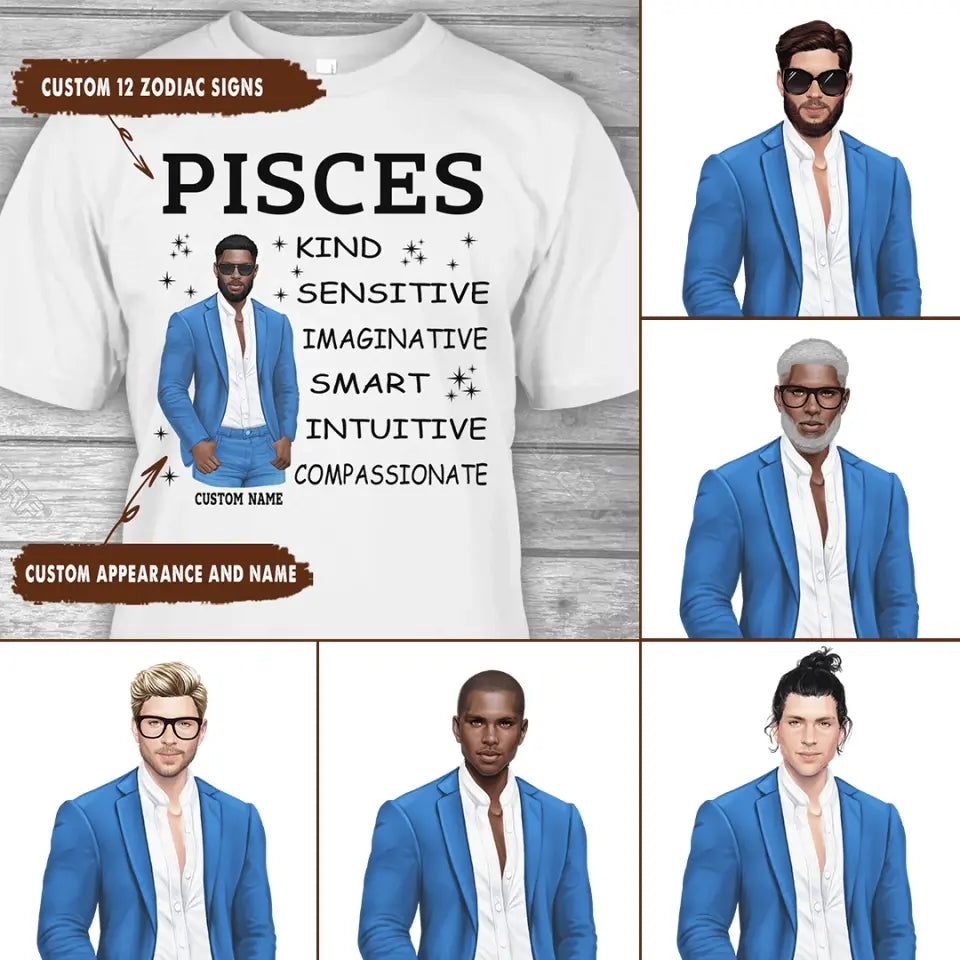 Personalized 12 Zodiac Signs - Zodiac Traits for Man - Custom T-Shirt and Hoodie - Gift For Birthday