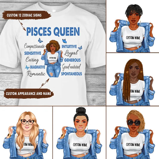 Personalized 12 Zodiac Queen - Custom T-Shirt and Hoodie - Gift For Birthday