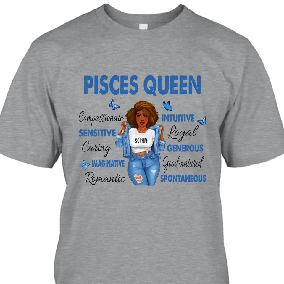 Personalized 12 Zodiac Queen - Custom T-Shirt and Hoodie - Gift For Birthday