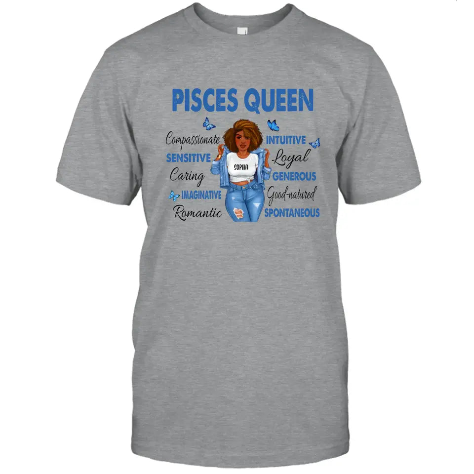 Personalized 12 Zodiac Queen - Custom T-Shirt and Hoodie - Gift For Birthday