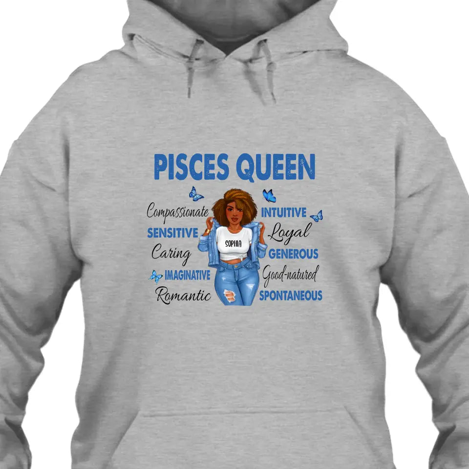 Personalized 12 Zodiac Queen - Custom T-Shirt and Hoodie - Gift For Birthday