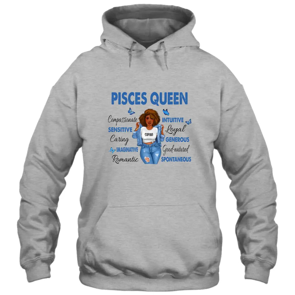 Personalized 12 Zodiac Queen - Custom T-Shirt and Hoodie - Gift For Birthday