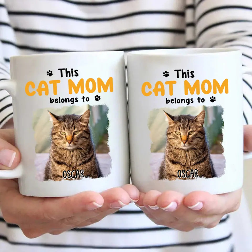 This Cat Mom Belong To - Personalized Cat Photo Mug - Custom Gift for Cat Lovers - Mother's Day, Christmas Gift