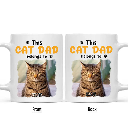 This Cat Dad Belong To - Personalized Cat Photo Mug - Custom Gift for Cat Lovers - Father's Day, Christmas Gift