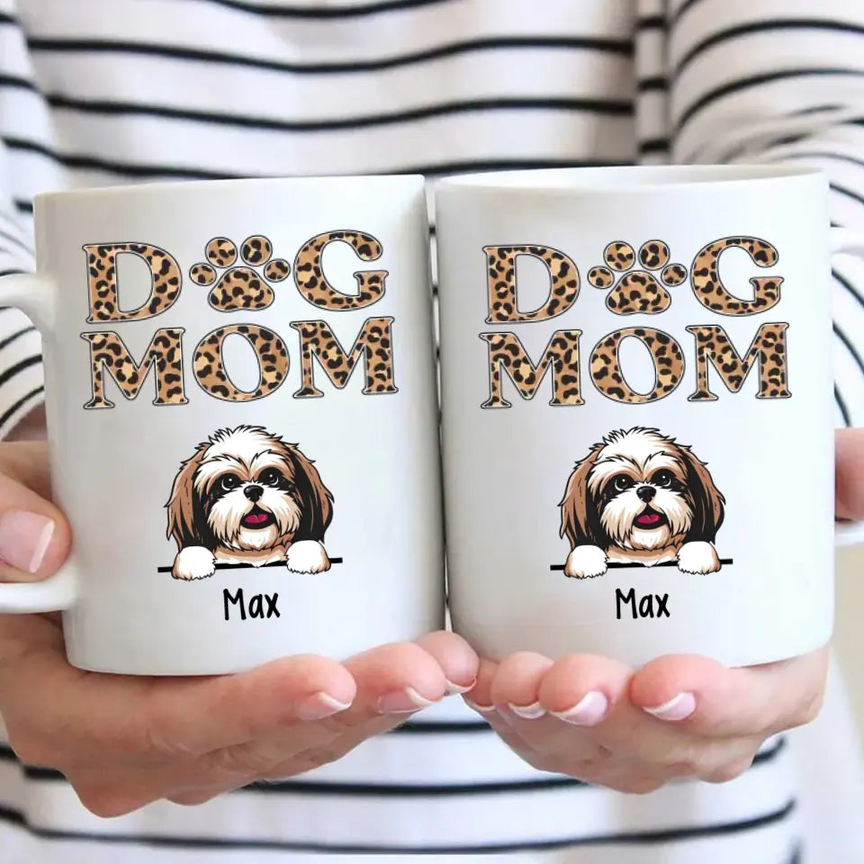 Dog Mom - Personalized Dog Breeds Mug - Custom Gift for Dog Lovers - Leopard Dog Mom Mug - Mother's Day, Christmas Gift