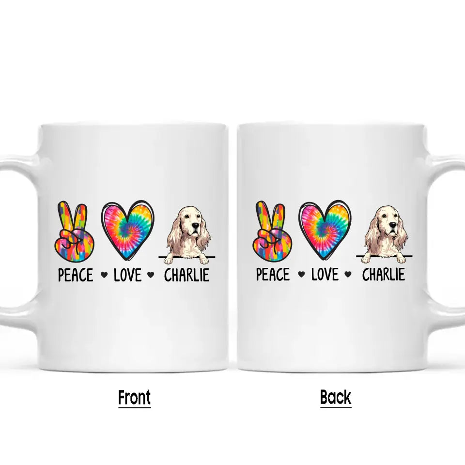 Peace Love Dog, Tie Dye - Personalized Dog Breeds Mug - Custom Gift for Dog Lovers - Mother's Day, Father's Day, Christmas Gift