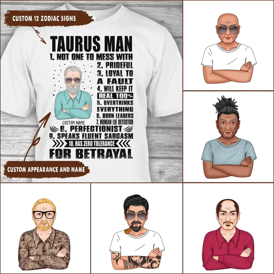 Personalized 12 Zodiac Signs - Zodiac Man - Custom T-Shirt and Hoodie - Gift For Birthday