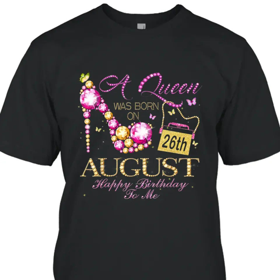 Custom 12 Birth Month - Queen Was Born - Personalized Dark Color T-Shirt and Hoodie - Gift For Birthday, Christmas