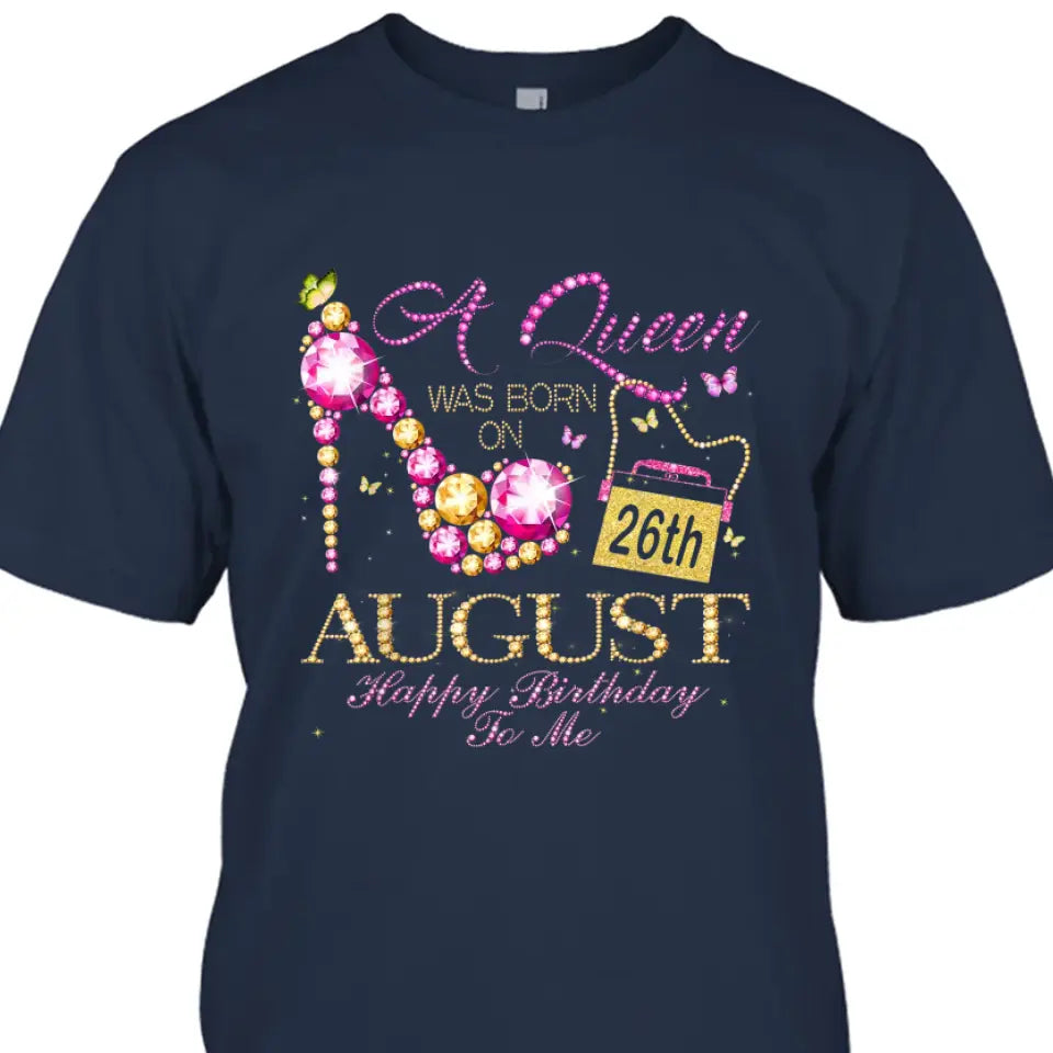 Custom 12 Birth Month - Queen Was Born - Personalized Dark Color T-Shirt and Hoodie - Gift For Birthday, Christmas