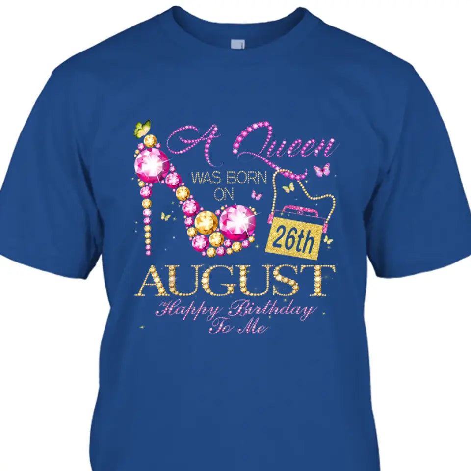 Custom 12 Birth Month - Queen Was Born - Personalized Dark Color T-Shirt and Hoodie - Gift For Birthday, Christmas