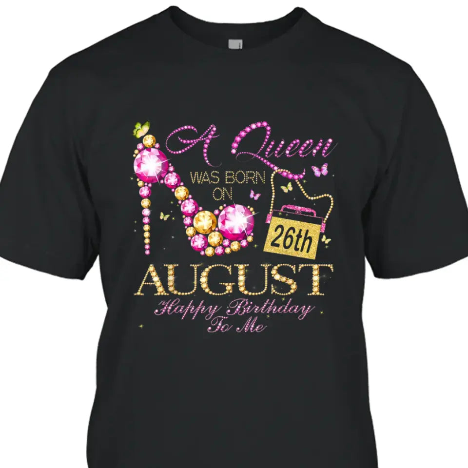 Custom 12 Birth Month - Queen Was Born - Personalized Dark Color T-Shirt and Hoodie - Gift For Birthday, Christmas