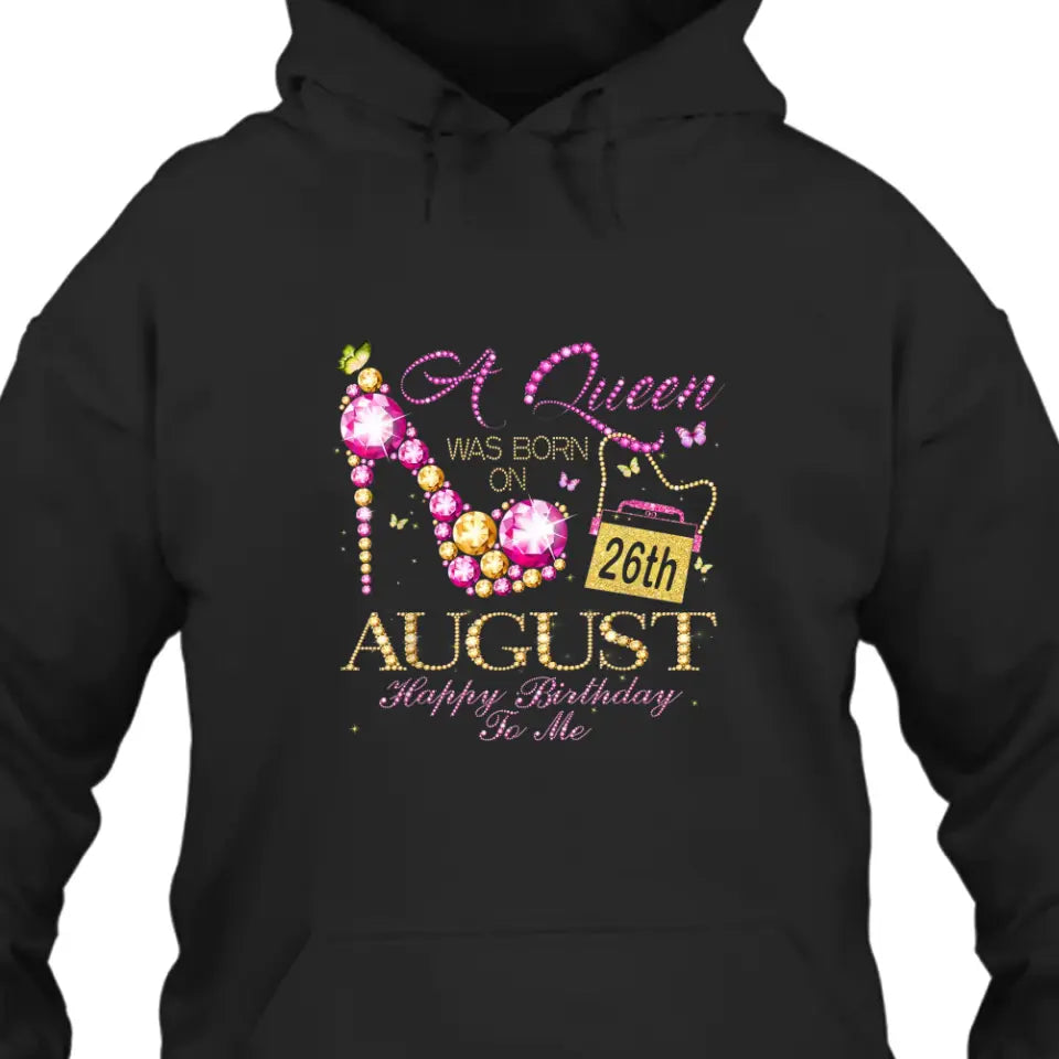 Custom 12 Birth Month - Queen Was Born - Personalized Dark Color T-Shirt and Hoodie - Gift For Birthday, Christmas