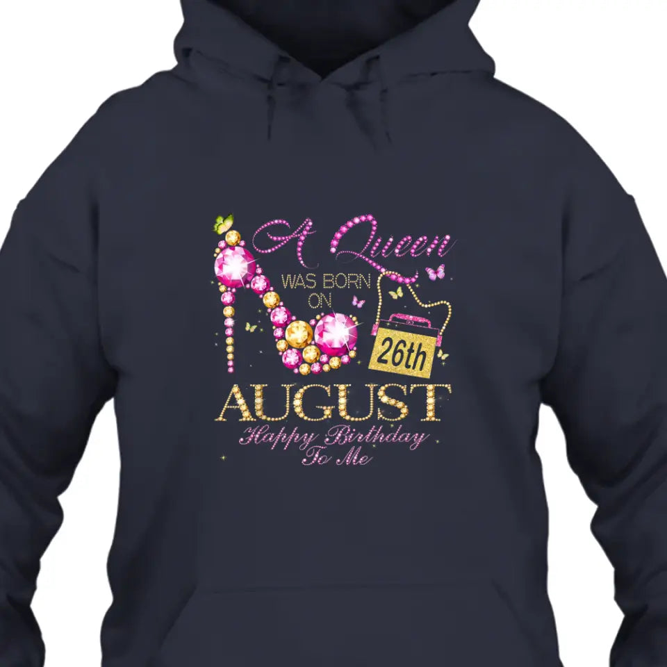 Custom 12 Birth Month - Queen Was Born - Personalized Dark Color T-Shirt and Hoodie - Gift For Birthday, Christmas