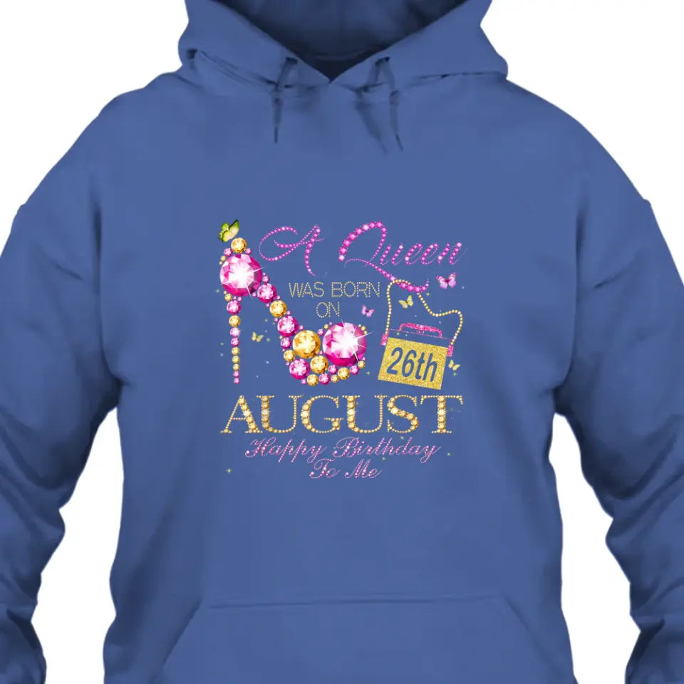 Custom 12 Birth Month - Queen Was Born - Personalized Dark Color T-Shirt and Hoodie - Gift For Birthday, Christmas