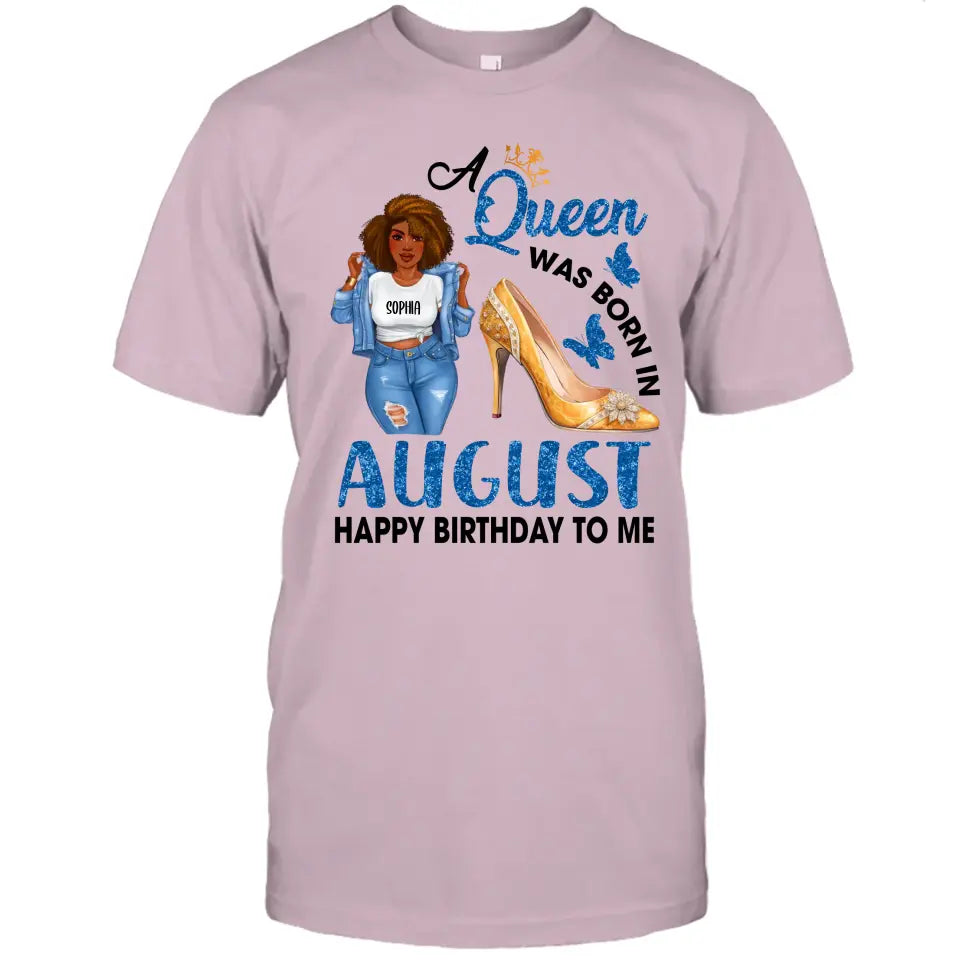 Personalized 12 Birth Month Girl - Queen Was Born In - T-Shirt and Hoodie - Gift For Birthday