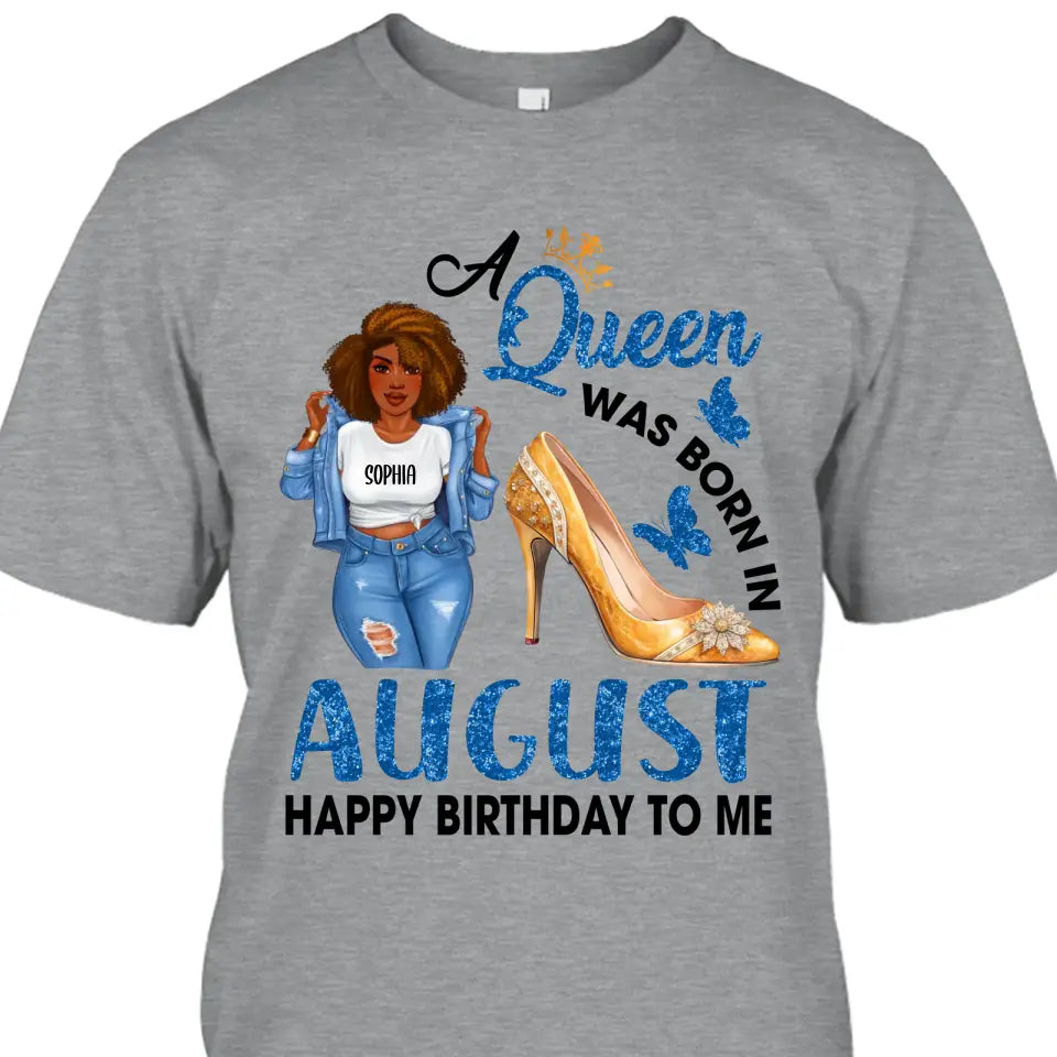 Personalized 12 Birth Month Girl - Queen Was Born In - T-Shirt and Hoodie - Gift For Birthday