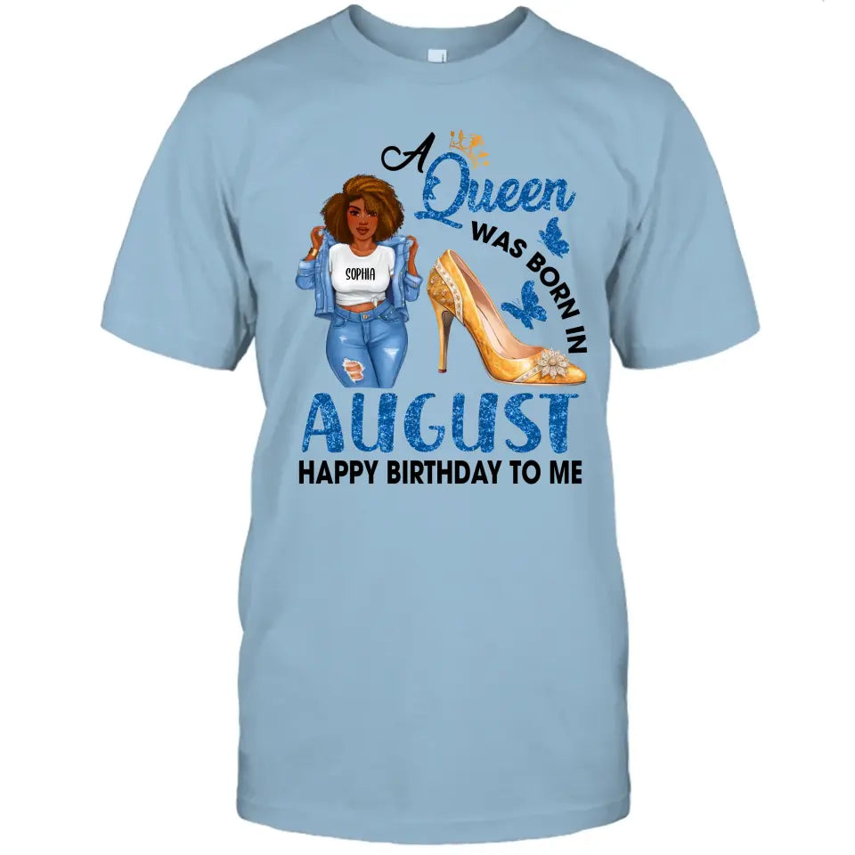 Personalized 12 Birth Month Girl - Queen Was Born In - T-Shirt and Hoodie - Gift For Birthday