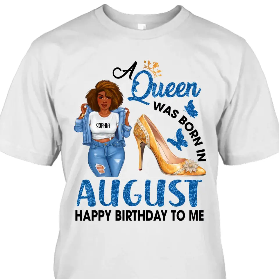 Personalized 12 Birth Month Girl - Queen Was Born In - T-Shirt and Hoodie - Gift For Birthday