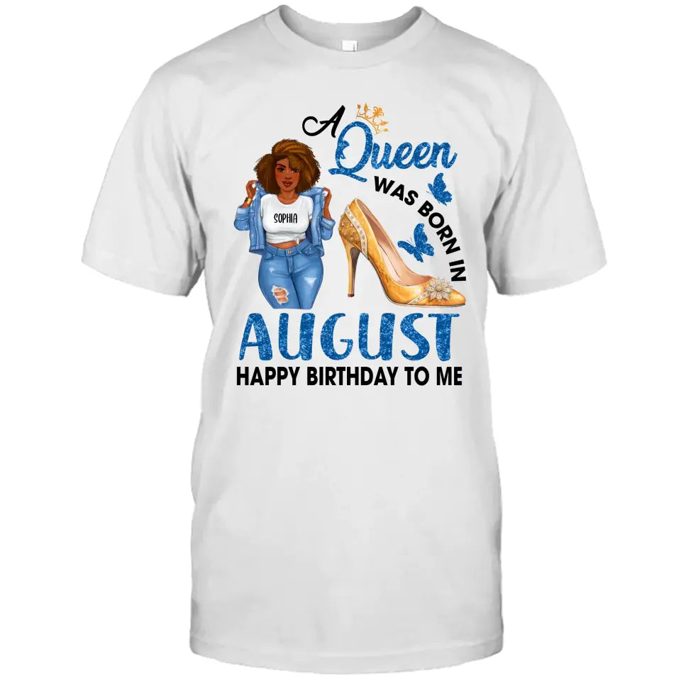 Personalized 12 Birth Month Girl - Queen Was Born In - T-Shirt and Hoodie - Gift For Birthday