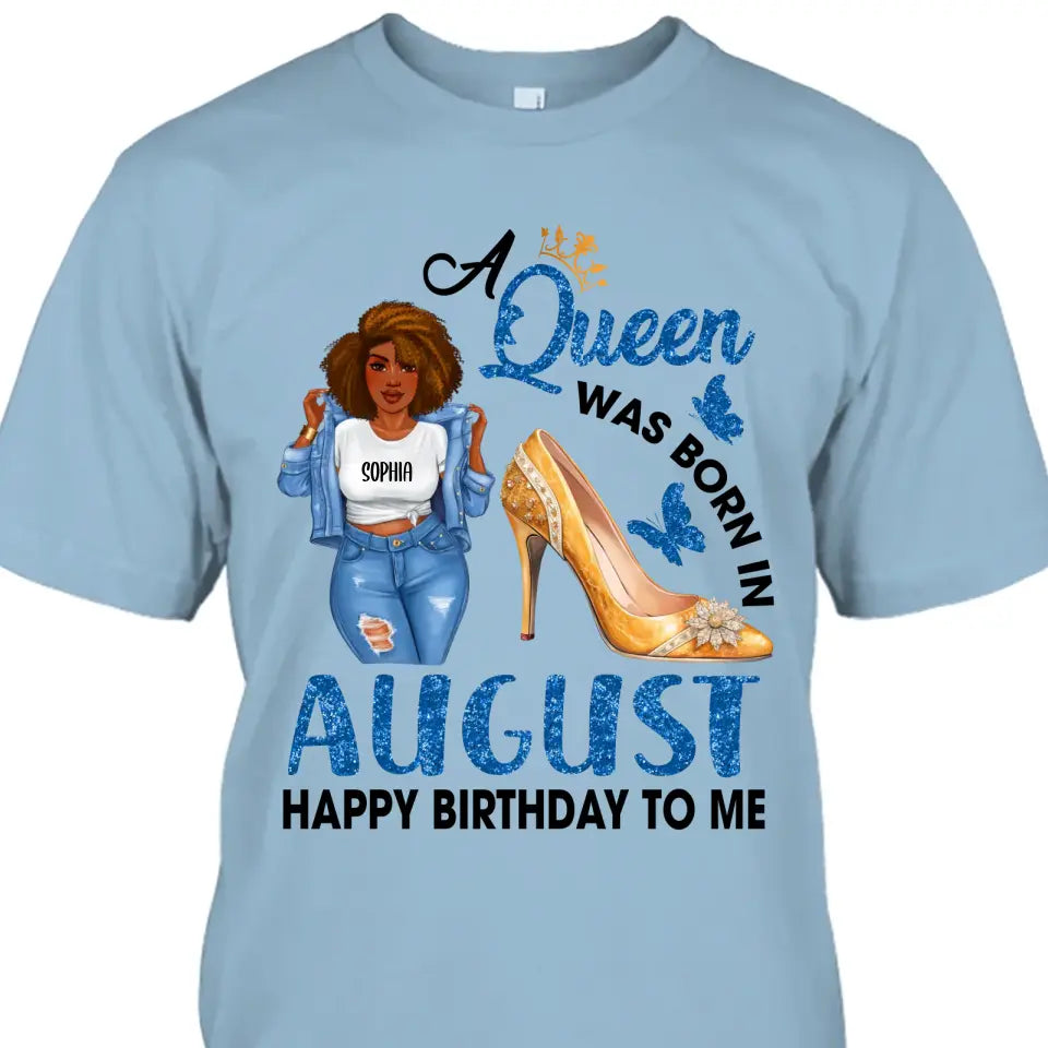 Personalized 12 Birth Month Girl - Queen Was Born In - T-Shirt and Hoodie - Gift For Birthday