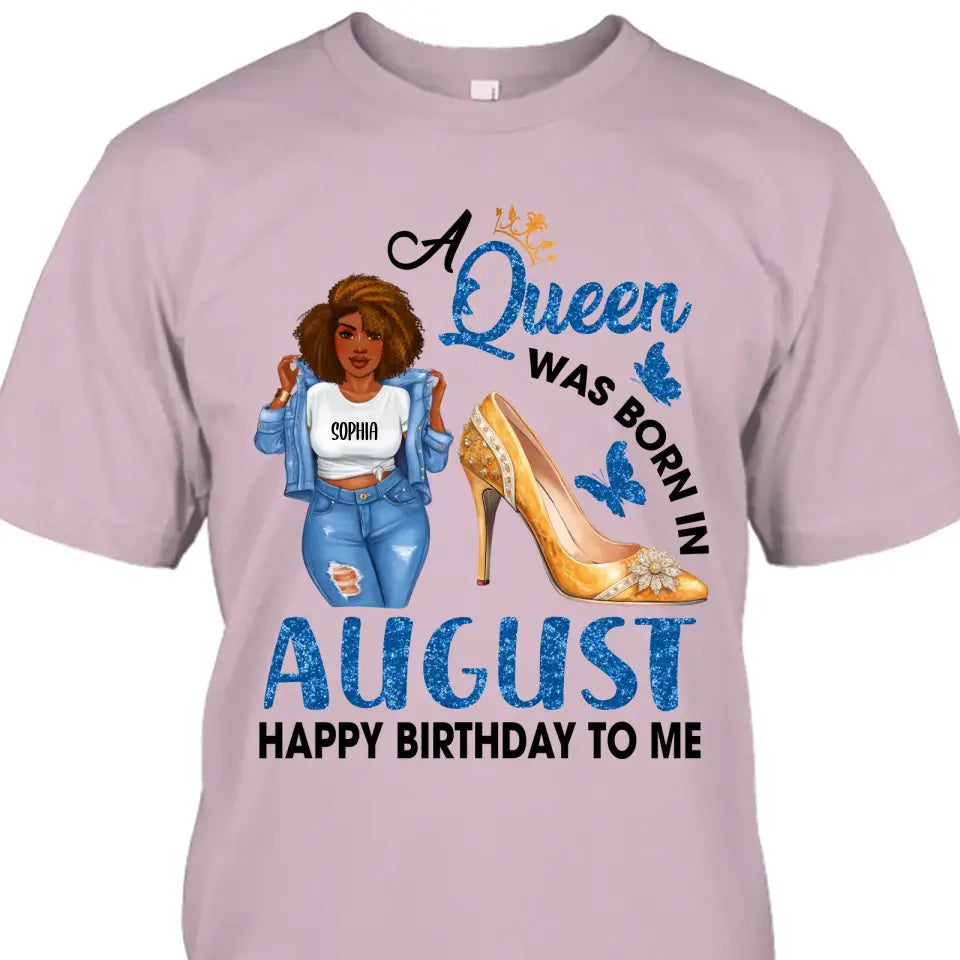 Personalized 12 Birth Month Girl - Queen Was Born In - T-Shirt and Hoodie - Gift For Birthday