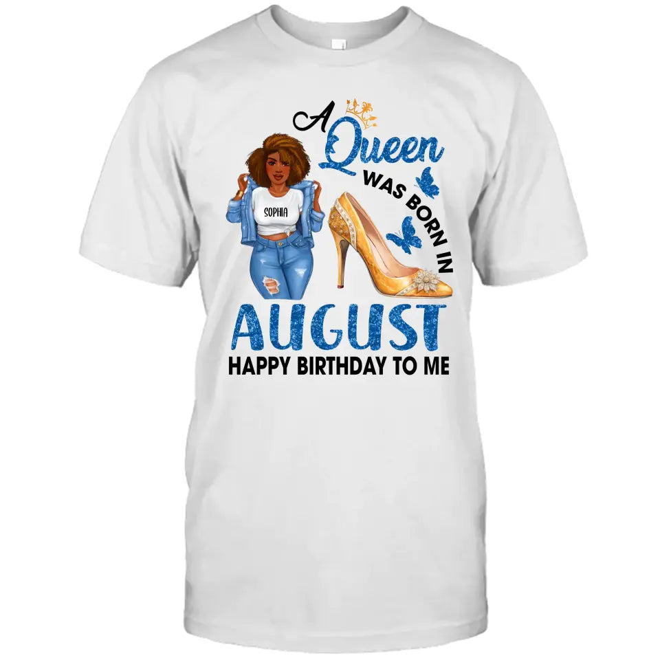 Personalized 12 Birth Month Girl - Queen Was Born In - T-Shirt and Hoodie - Gift For Birthday