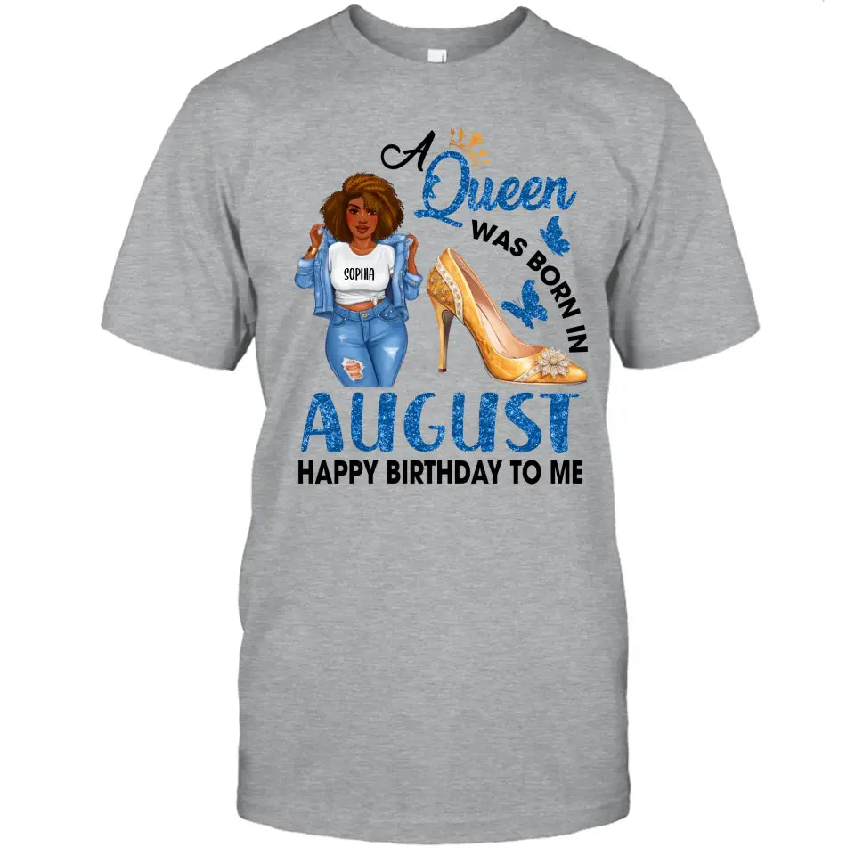 Personalized 12 Birth Month Girl - Queen Was Born In - T-Shirt and Hoodie - Gift For Birthday