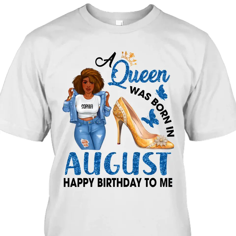 Personalized 12 Birth Month Girl - Queen Was Born In - T-Shirt and Hoodie - Gift For Birthday