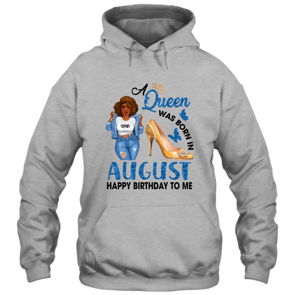 Personalized 12 Birth Month Girl - Queen Was Born In - T-Shirt and Hoodie - Gift For Birthday