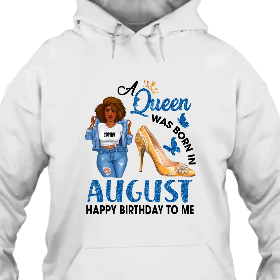 Personalized 12 Birth Month Girl - Queen Was Born In - T-Shirt and Hoodie - Gift For Birthday