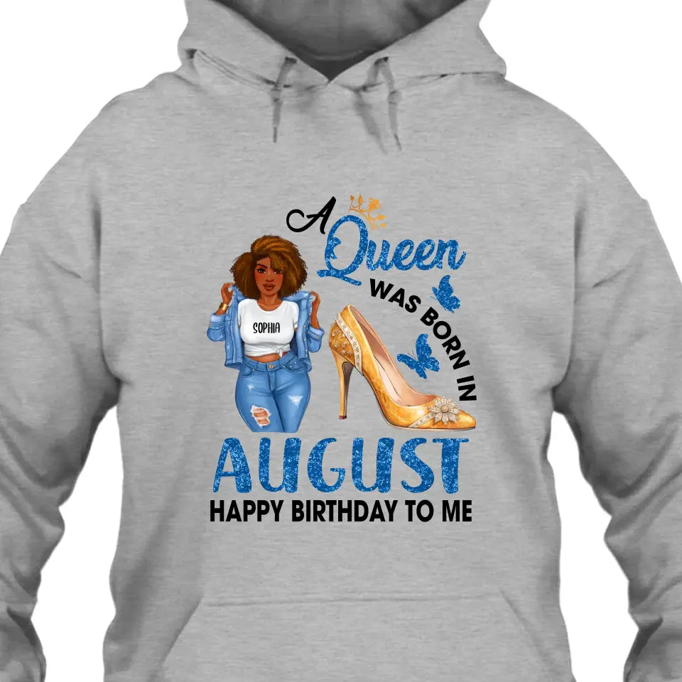 Personalized 12 Birth Month Girl - Queen Was Born In - T-Shirt and Hoodie - Gift For Birthday