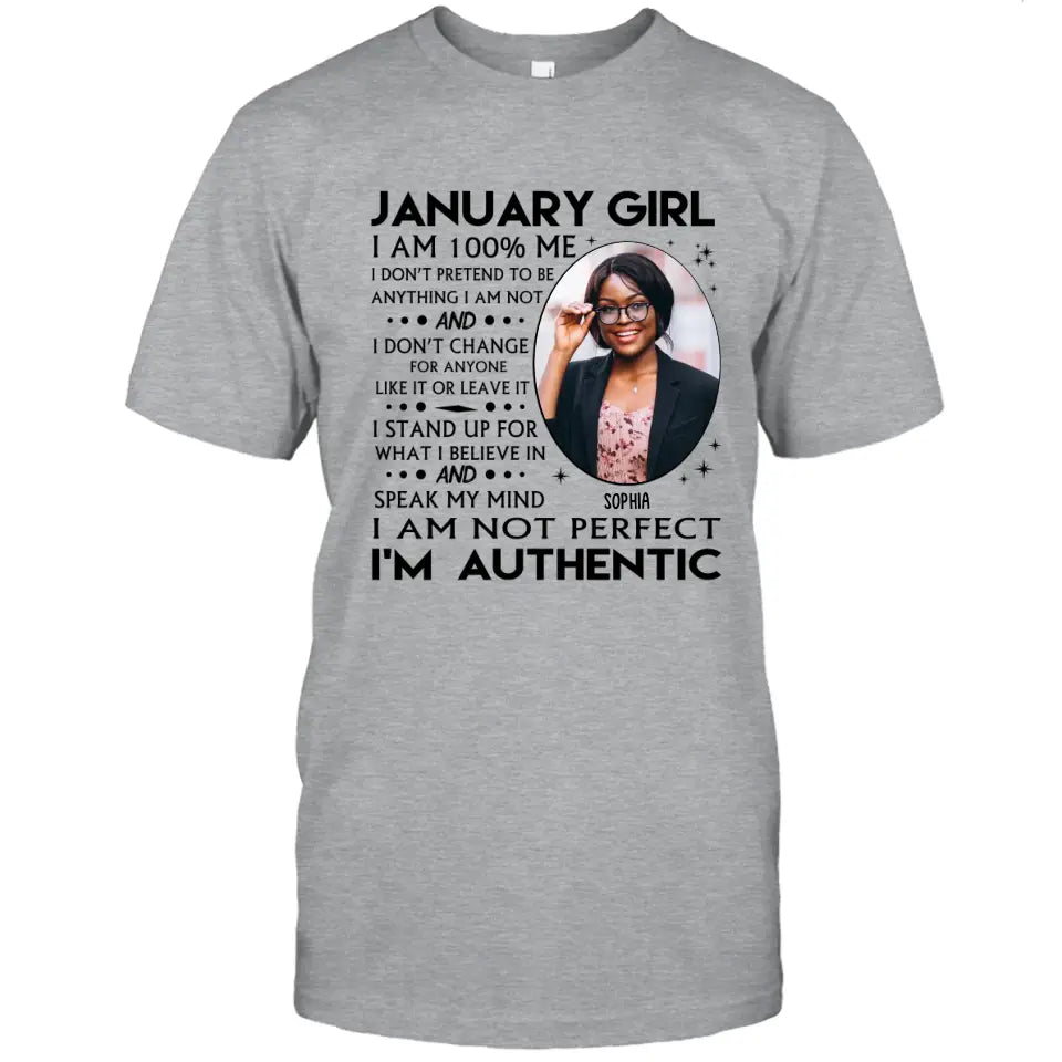 Custom Photo - Personalized 12 Birth Month Girl - I Am Authentic Shirt - Gift For Birthday