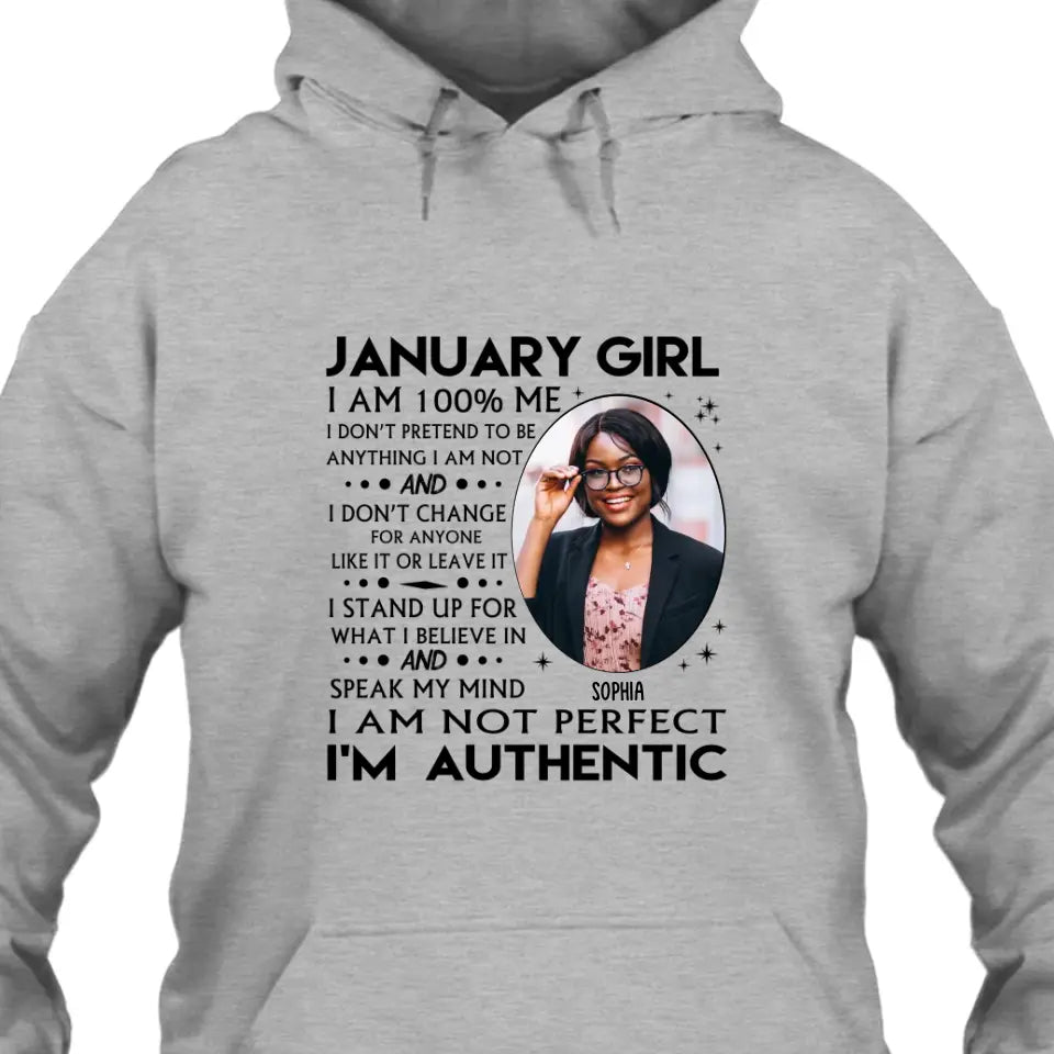 Custom Photo - Personalized 12 Birth Month Girl - I Am Authentic Shirt - Gift For Birthday