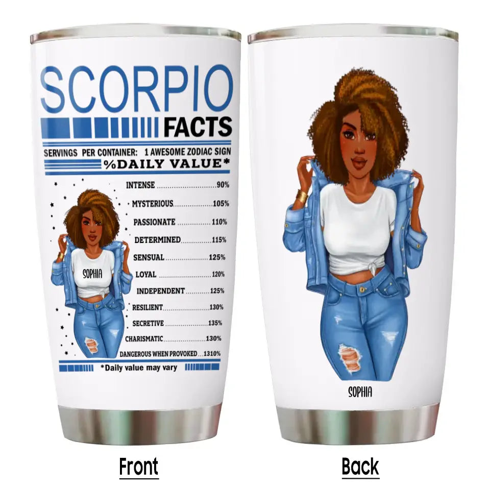 Zodiac Facts with Denim Girl - Custom 12 Zodiac Signs Tumbler - Gift For Birthday