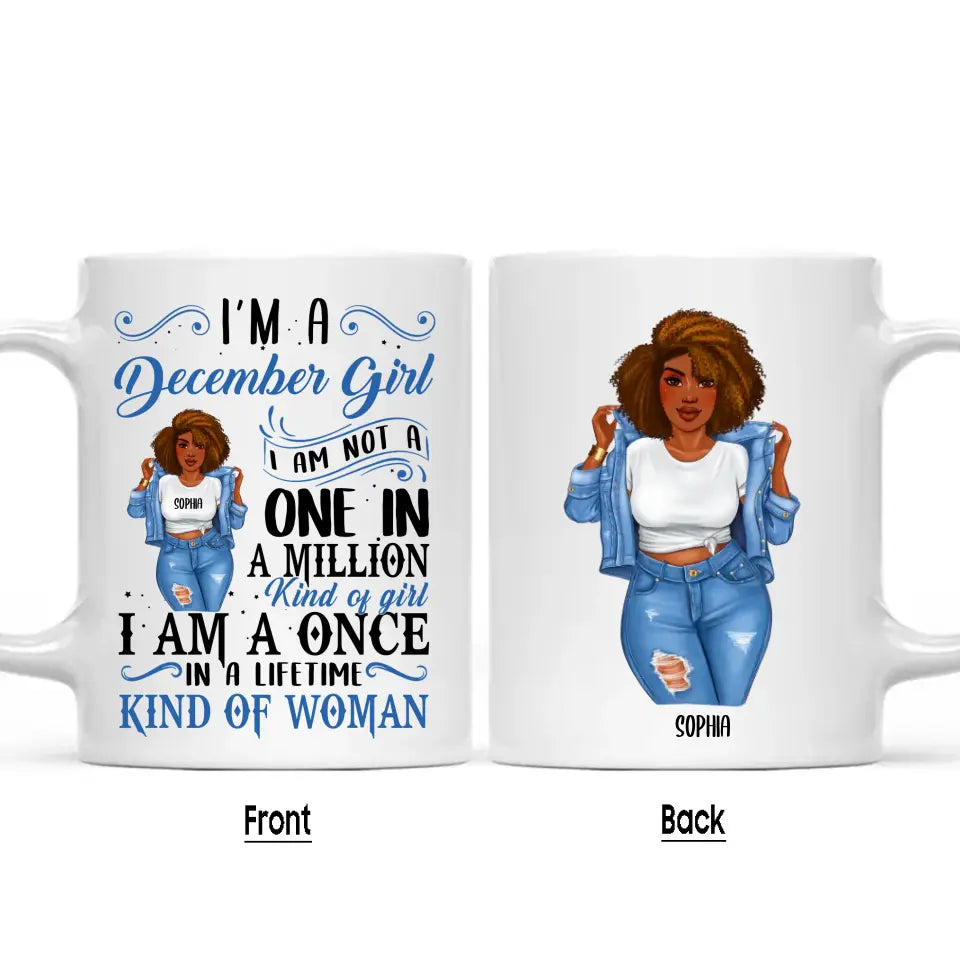 Personalized 12 Birth Month - Denim Girl - I Am A Once - Custom Mug - Gift For Birthday