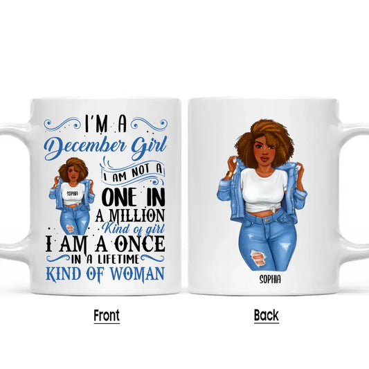 Personalized 12 Birth Month - Denim Girl - I Am A Once - Custom Mug - Gift For Birthday