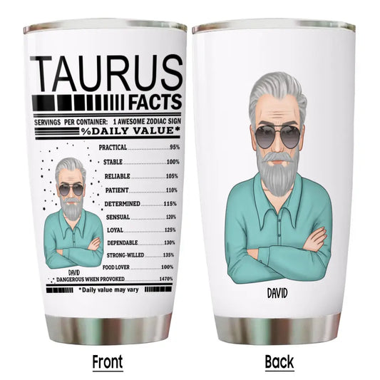 Personalized 12 Zodiac Facts for Man - Custom Tumbler - Gift For Birthday