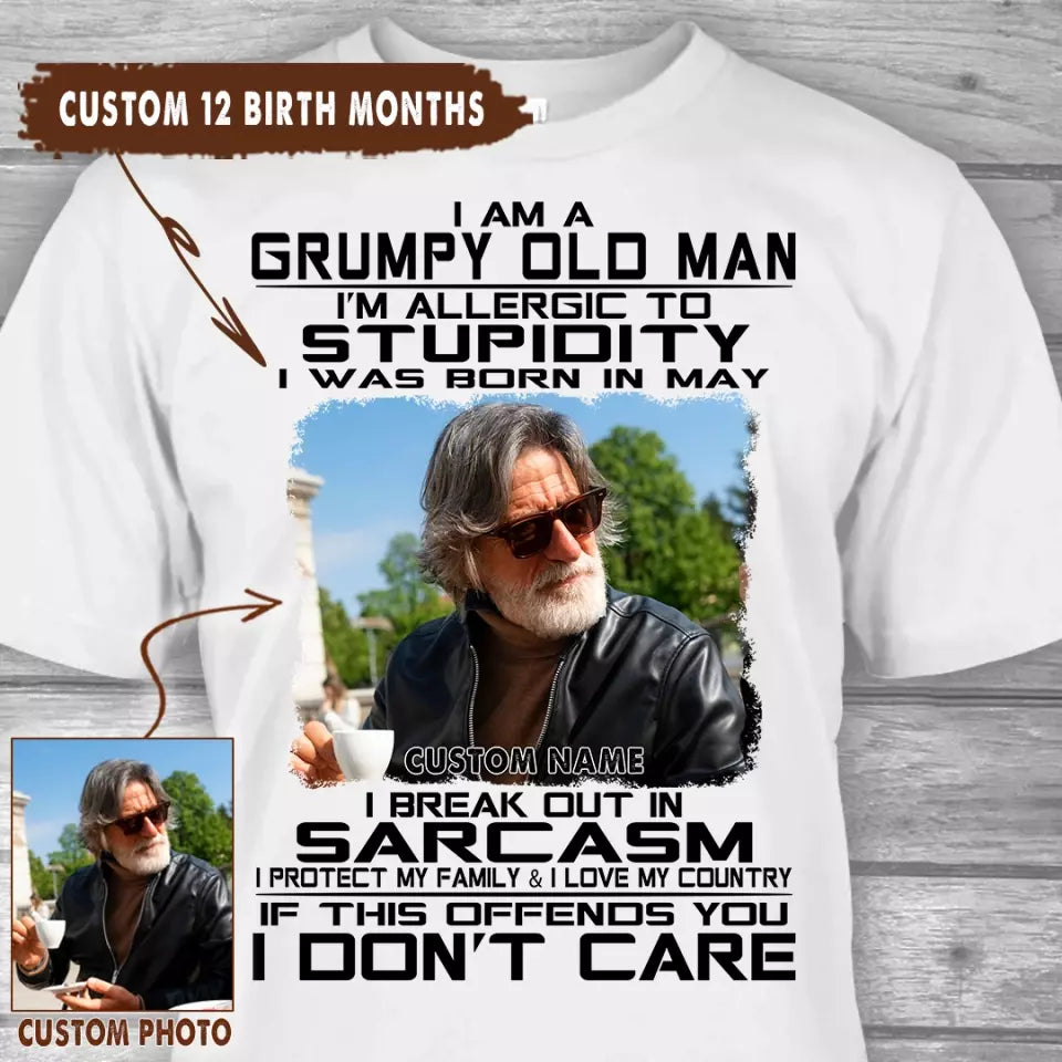 (50% OFF) - Custom Photo - Personalized 12 Birth Month Man - Grumpy Old Man - Gift For Birthday