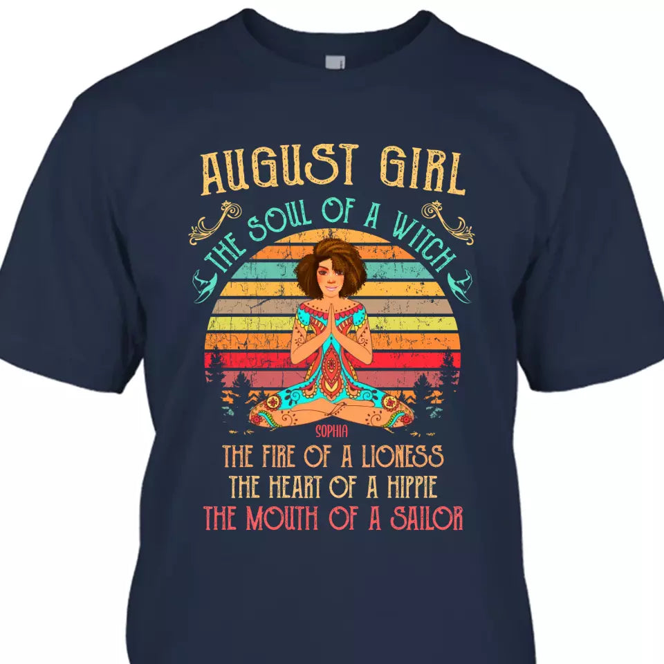 (50% OFF) - Personalized 12 Birth Month Girl - The Soul Of A Witch, The Mouth Of A Sailor - T-Shirt and Hoodie - Hippie Gift For Birthday