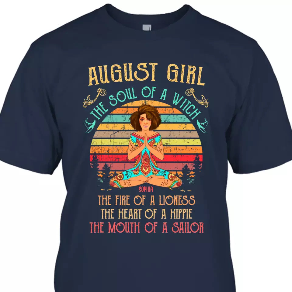 (50% OFF) - Personalized 12 Birth Month Girl - The Soul Of A Witch, The Mouth Of A Sailor - T-Shirt and Hoodie - Hippie Gift For Birthday