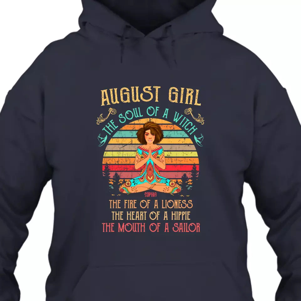 (50% OFF) - Personalized 12 Birth Month Girl - The Soul Of A Witch, The Mouth Of A Sailor - T-Shirt and Hoodie - Hippie Gift For Birthday