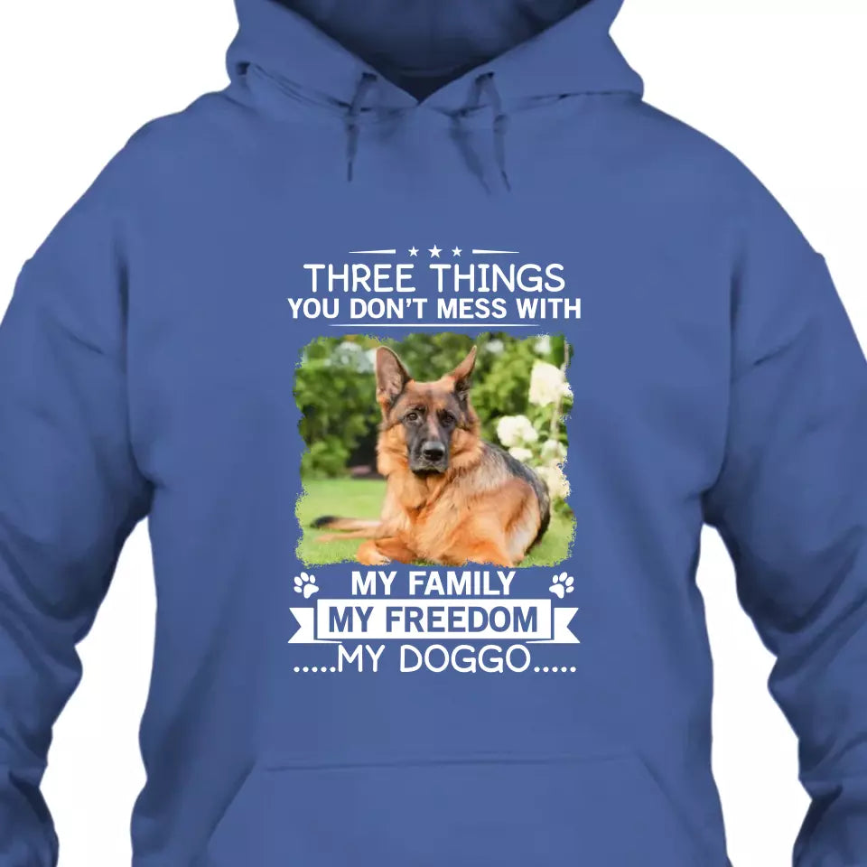 (50% OFF) - Three Things You Don't Mess With - Personalized T-Shirt and Hoodie - Gift for Dog Lovers - Gift for Mother's Day, Father's Day, Christmas