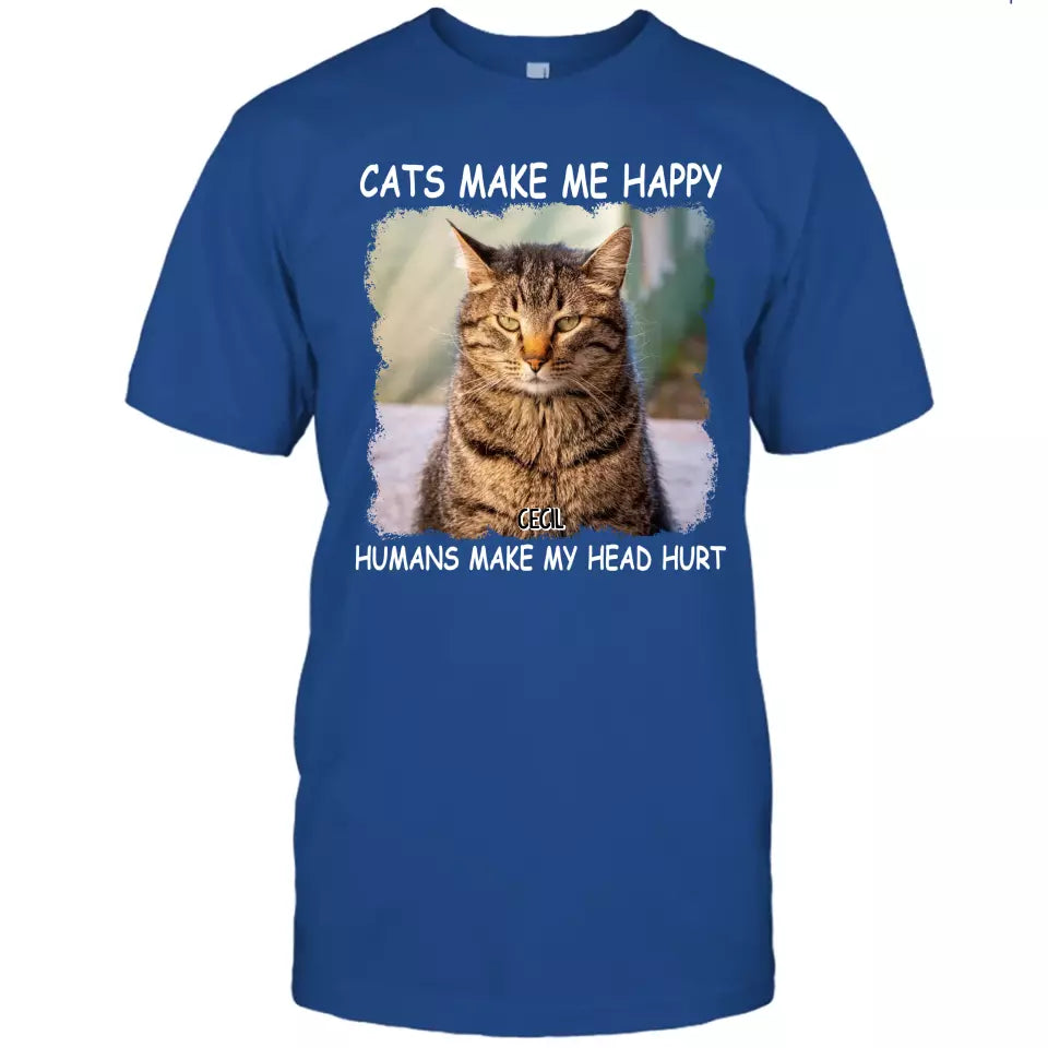 (50% OFF) - Cats Make Me Happy - Personalized T-Shirt and Hoodie - Gift for Cat Lovers - Gift for Mother's Day, Father's Day, Christmas