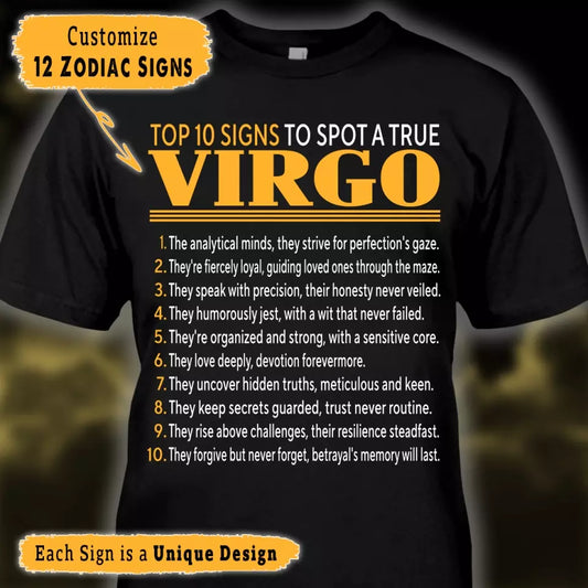 (30% OFF) - Top 10 Signs To Spot A True Zodiac - Personalized T-Shirt and Hoodie - Birthday Gift - Gift For Horoscope Lover, Zodiac Sign Lover