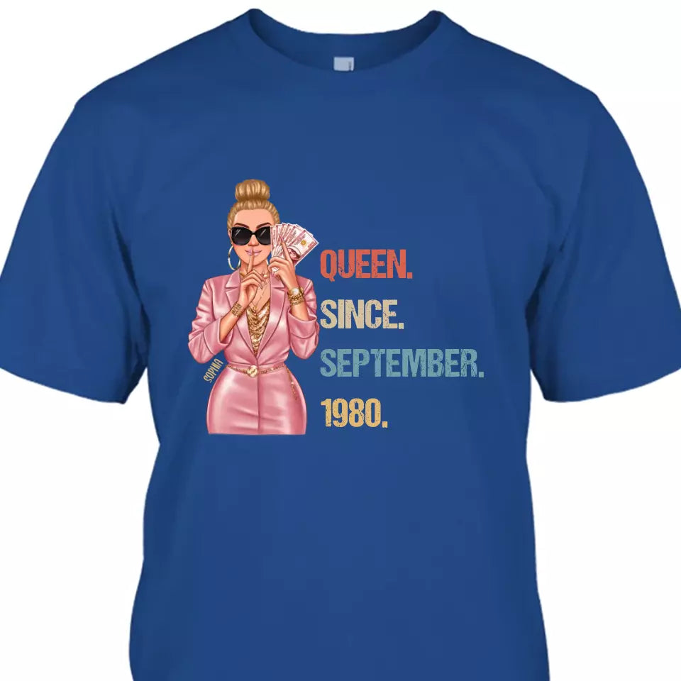 (40% OFF) - Custom Birthday Queen  - Queen Since - Personalized T-Shirt and Hoodie - Gift For Birthday